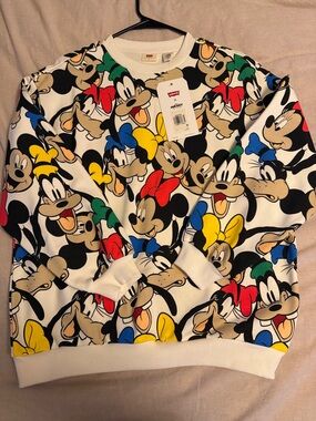 Levi's White Crewneck Sweatshirt with Multicolor Mickey Graphics